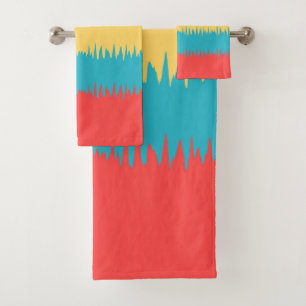 Conjunto De Toalhas Coral Turquesa Amarelo