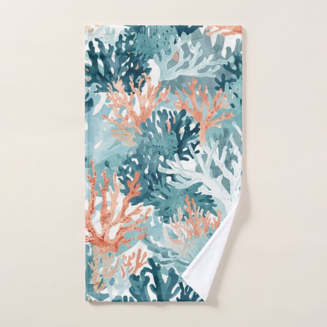 Conjunto De Toalhas Coral Verde Turquesa Laranja Praia (Toalha de mão)
