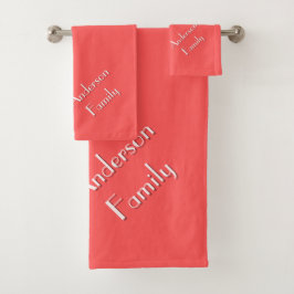 Conjunto De Toalhas Coral Vermelho Two-Tone Moderno Nome da Família Pe