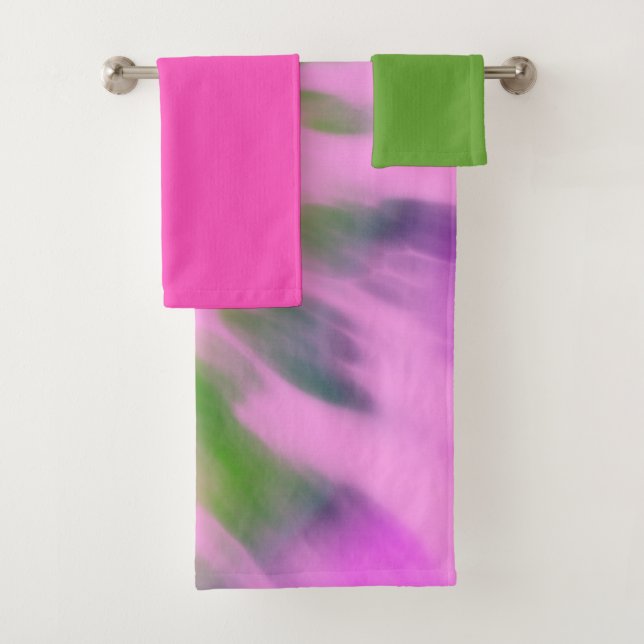 Conjunto De Toalhas Corante de gravata rosa e verde (Insitu)