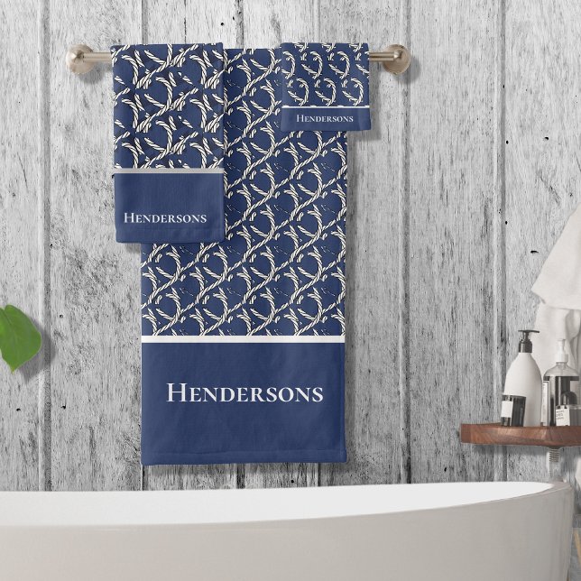 Conjunto De Toalhas Corda Marinho Azul da Família Náutica (Criador carregado)