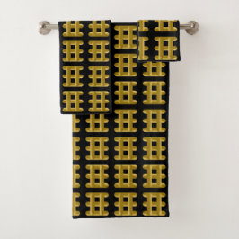 Conjunto De Toalhas Cordão Dourado Com Fios Quadrados Padrão Dourado N