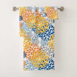Conjunto De Toalhas Cores Brilhantes De Abstrato Floral De Verão