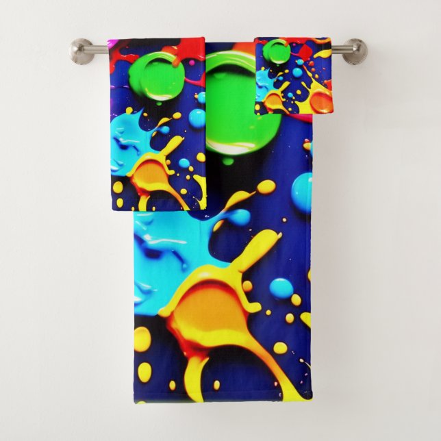 Conjunto De Toalhas Cores Neon Explosivas em Abstrato (Insitu)
