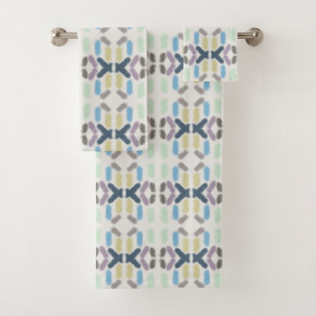Conjunto De Toalhas Cores Pastel Aquarela Salgadas Sobre Branco Nuvem (Insitu)