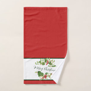 Conjunto De Toalhas Coroa de Natal aquarela personalizada Festa 
