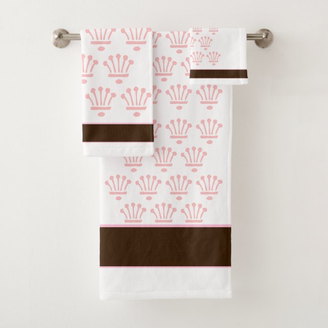 Conjunto De Toalhas Coroa Floral Rosa Sobre Branco (Insitu)