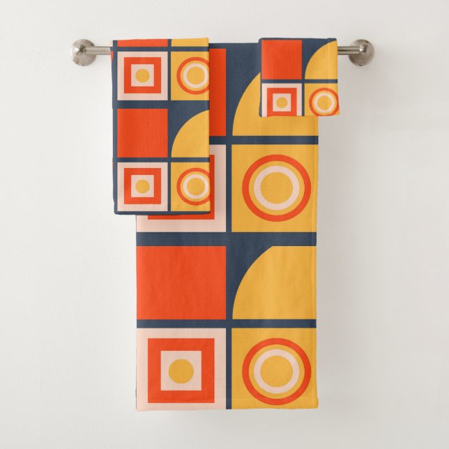 Conjunto De Toalhas Cortina de Banho Abstrata (Insitu)