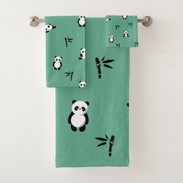 Conjunto De Toalhas Cortina de Banho de panda de desenho animado (Insitu)