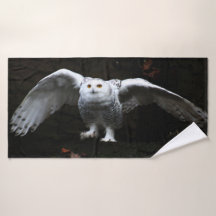 Coruja de Neve com Asas Abertas
