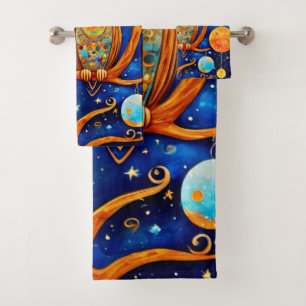 Conjunto De Toalhas Corujas Celestiais Caprichosas: Estrelas, Lua, Pla
