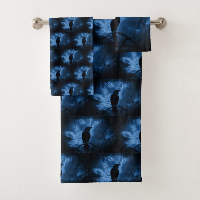 Conjunto De Toalhas Corvo Preto com Estilo de Gótico Escuro em Execuçã (Insitu)