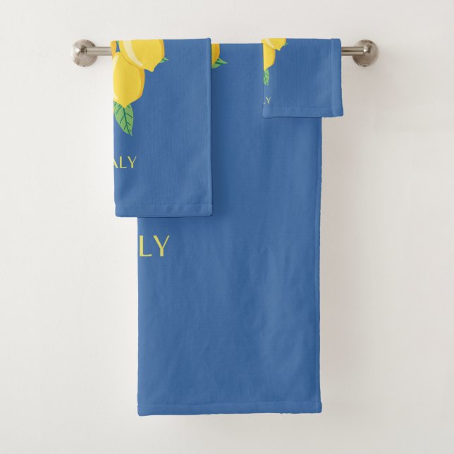 Conjunto De Toalhas Costa Amalfi, Itália, Viagem Art, Retro, Azul (Insitu)