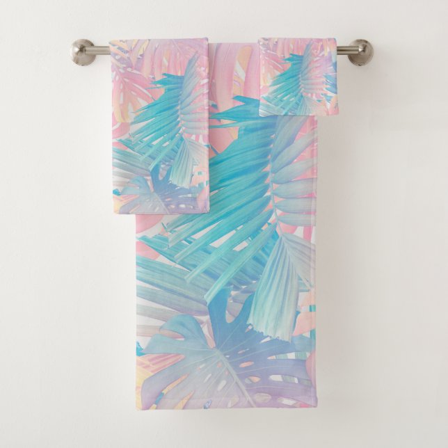 Conjunto De Toalhas Cotton Candy Monstera Palm Jungle 1 (Insitu)