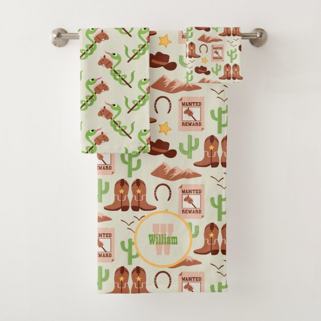 Conjunto De Toalhas Country Cowboy Boots Stick Horse Desert Western (Insitu)