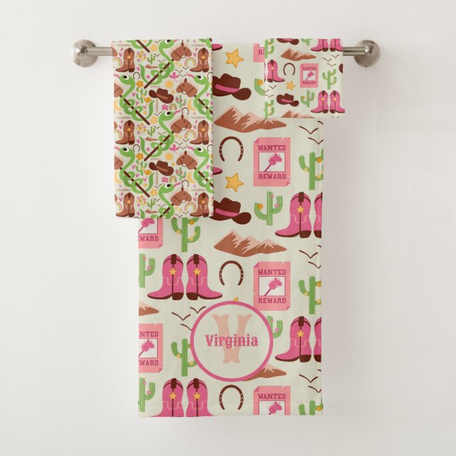 Conjunto De Toalhas Country Cowgirl Boots Adorable Stick Horse Western (Insitu)