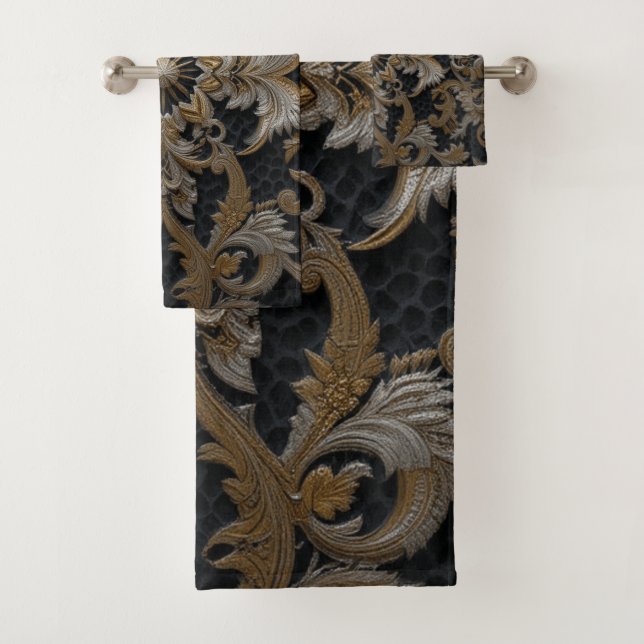 Conjunto De Toalhas Couro de Lacework de Beige Escuro (Insitu)