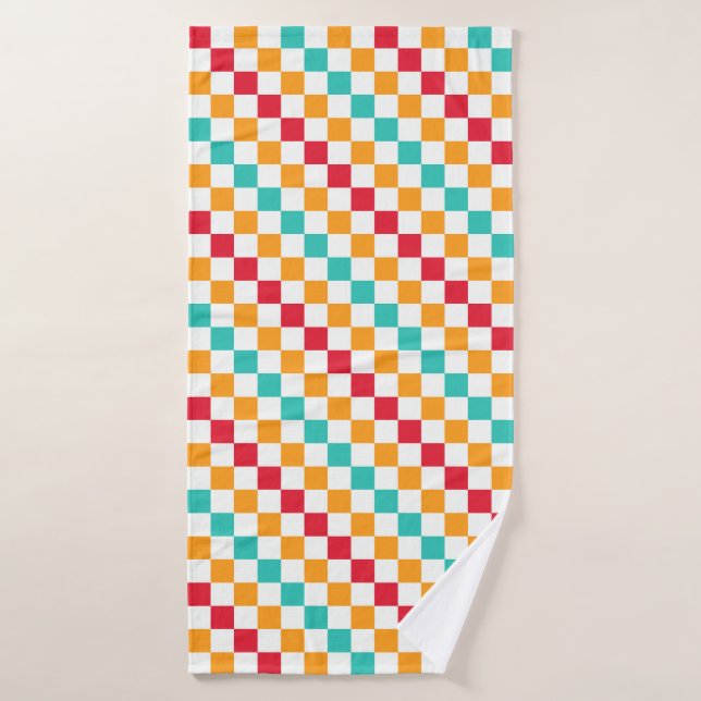 Conjunto De Toalhas Cozy classroom diagonal checkerboard pattern (Toalha de Banho)