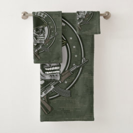 Conjunto De Toalhas Crânio e armas militares personalizados do Soldado