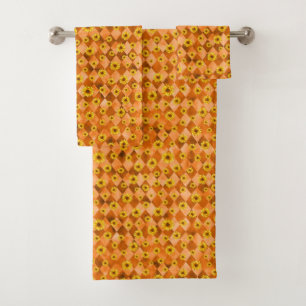 Conjunto De Toalhas Cránios Laranja e Série Girassol Design 2