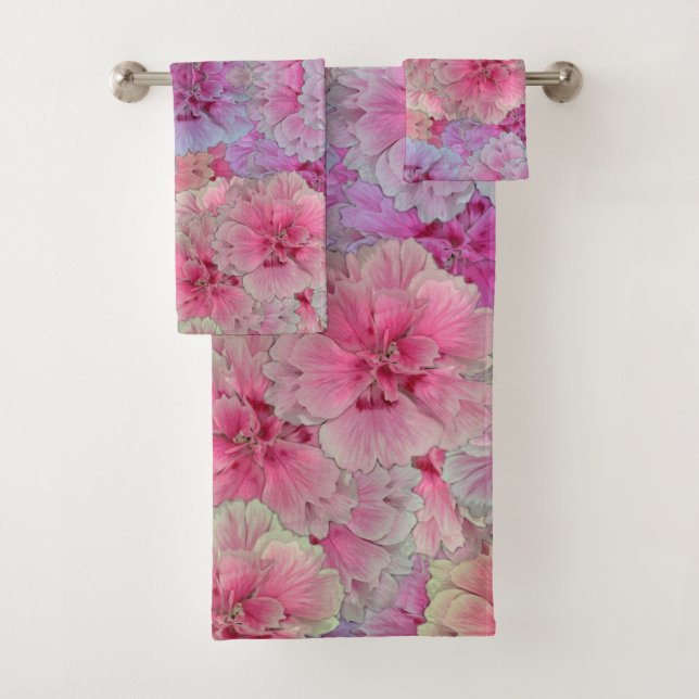 Conjunto De Toalhas Cravos cor-de-rosa no estilo vintage (Insitu)