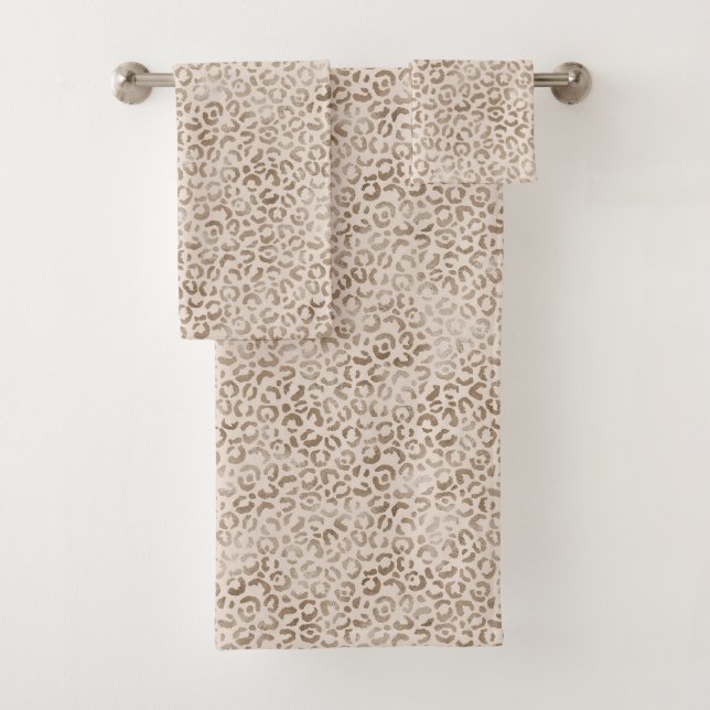 Conjunto De Toalhas Cream Brown Leopardo Print     (Insitu)