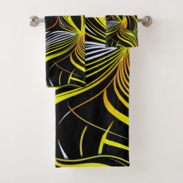 Conjunto De Toalhas Creative Black, Yellow & Orange Seless Abstratos