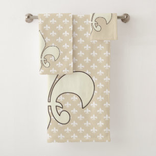 Conjunto De Toalhas Creme & flor de lis francesa branca