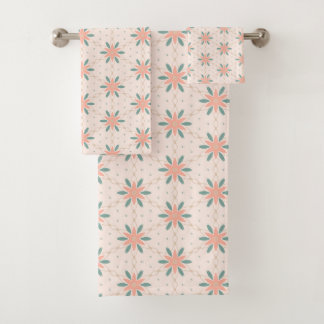 Conjunto De Toalhas Creme, Peach e Sage Green Boho