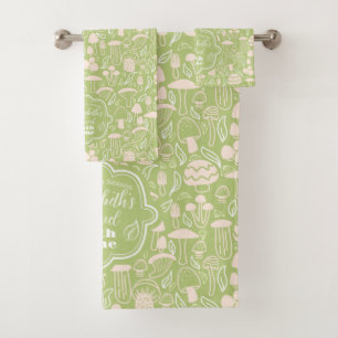 Conjunto De Toalhas Creme Verde Mushroom