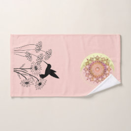 Conjunto De Toalhas Crescent Serenity: Hummingbird and Floral Silhoue