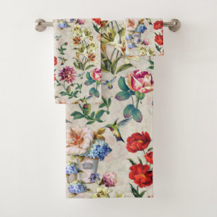 Conjunto De Toalhas Criação De Aquarelas Florais Da Era Vitoriana