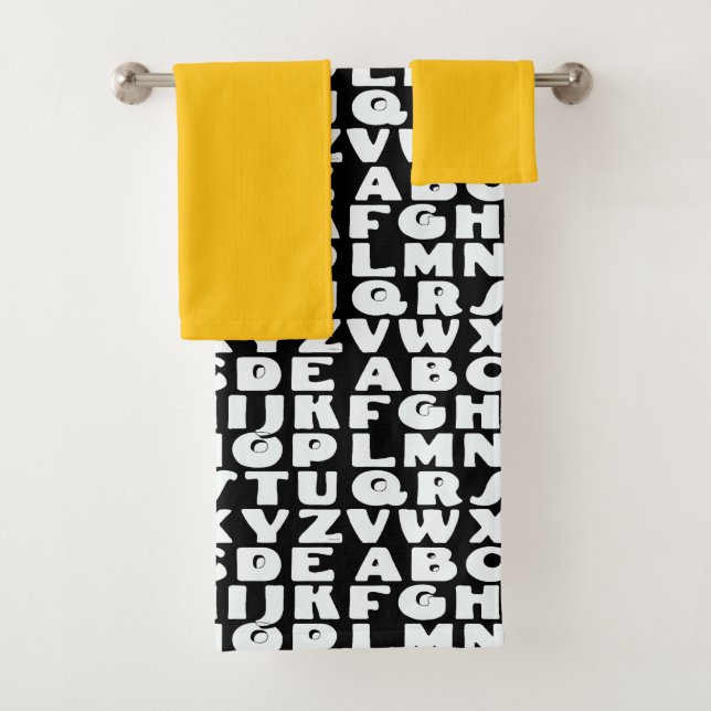 Conjunto De Toalhas Crianças Alfabeto Amarelo Negro (Insitu)