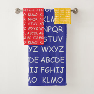 Conjunto De Toalhas Crianças Alfabeto Azul Amarelo Azul