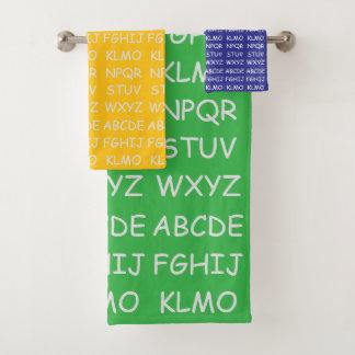 Conjunto De Toalhas Crianças Alfabeto Verde Amarelo Verde