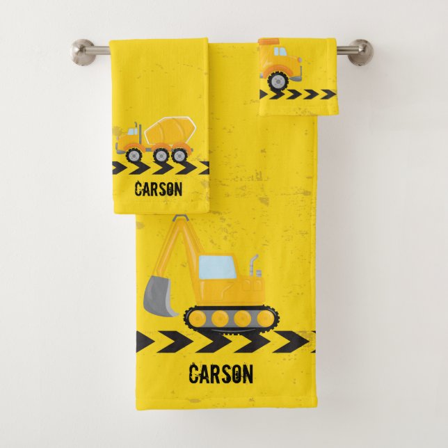 Conjunto De Toalhas Crianças Construtoras de Veículos Personalizados B (Insitu)