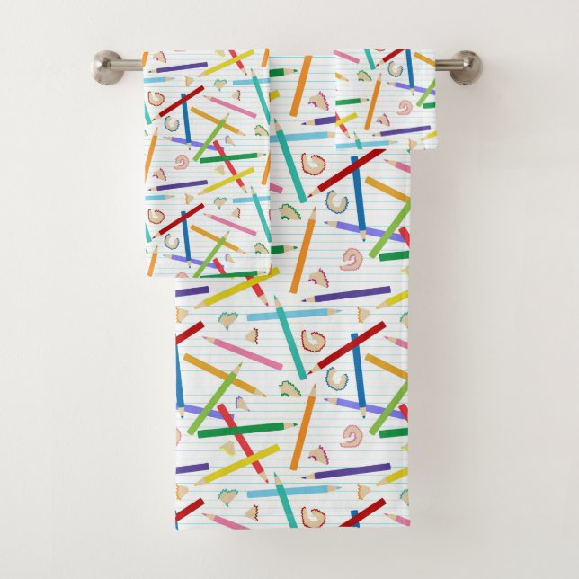 Conjunto De Toalhas Crianças de lápis coloridas (Insitu)