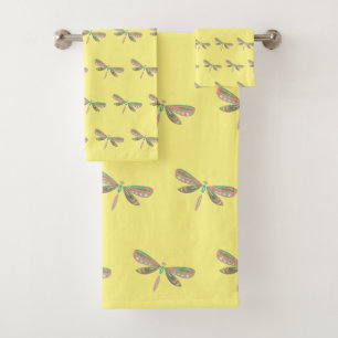 CONJUNTO DE TOALHAS CRIANÇAS PINOS AMARELOS DRAGONFLY BANTHROOM TOWEL 