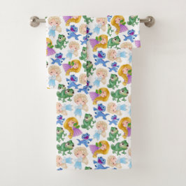 Conjunto De Toalhas Crianças Princesa E Lagartos