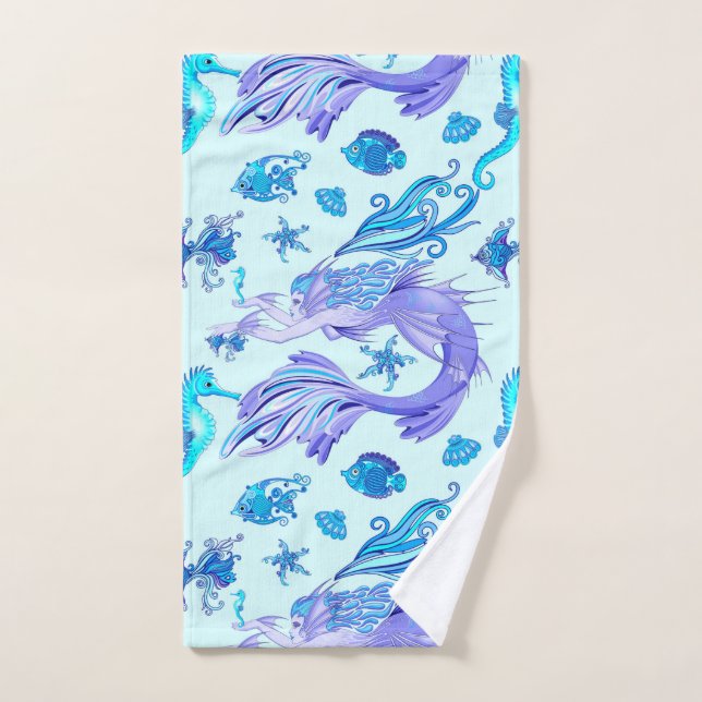 Conjunto De Toalhas Criatura De Fada Roxa Sereia (Toalha de mão)