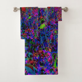 Conjunto De Toalhas Crimson Red e Black Garden Sunrise Psicodélica