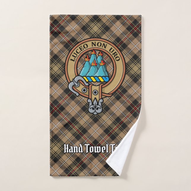 Conjunto De Toalhas Crista do Clã MacKenzie sobre Tartan de Caça Marro (Toalha de mão)