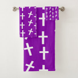 Conjunto De Toalhas Cristão Jesus cruzou o padrão roxo