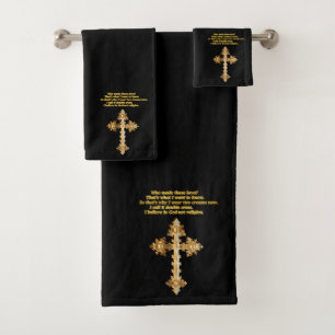 Conjunto De Toalhas Cruz cristã Dourado do divertimento com provérbi