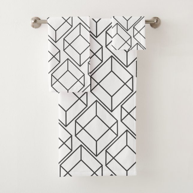 Conjunto De Toalhas Cubos Geométricos das Cinzas Modernas (Insitu)