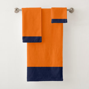 Conjunto De Toalhas Cuide-Se Bem! LARANJA + DK BLUE TRIM