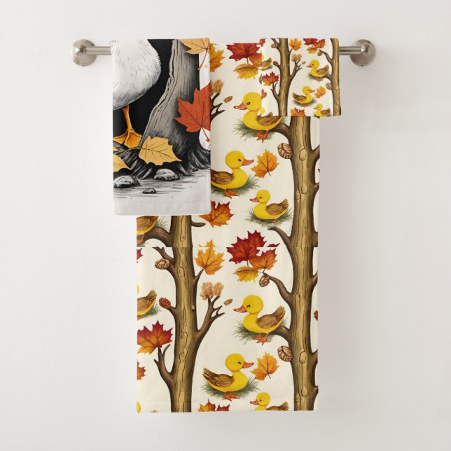 Conjunto De Toalhas Curiosos Ducklings e Autumn Deixam o Design (Insitu)