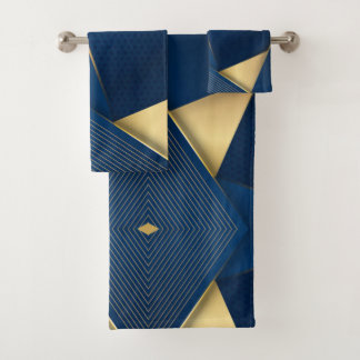 Conjunto De Toalhas Curvas de faixas de fundo texturizadas azuis e Dou