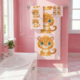 Conjunto De Toalhas Cute Baby Leopard Safari Animal Kids