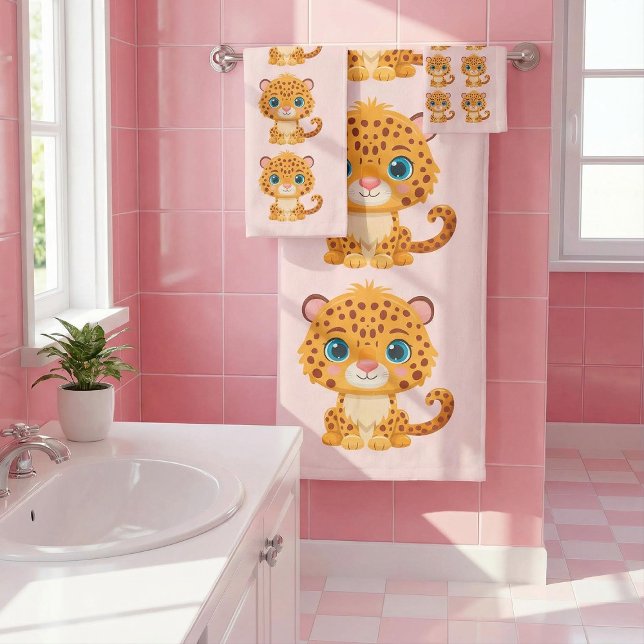 Conjunto De Toalhas Cute Baby Leopard Safari Animal Kids (Criador carregado)